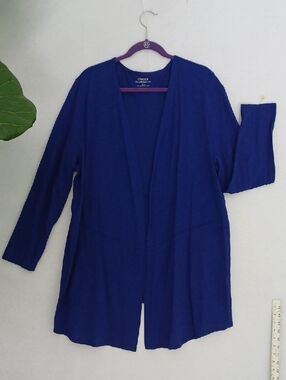Chico's Deep Blue Open Front Tee Cartigan